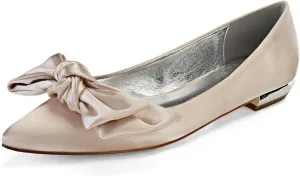 ADMLZQQ Wedding Shoes Flats for Bride Satin Closed Pointed Toe Women Dress Shoes for Special Occasions