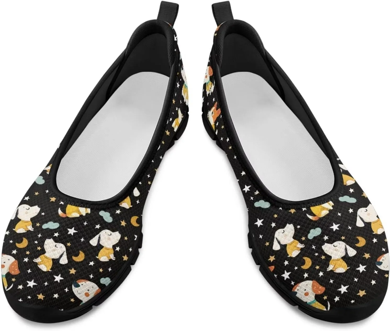 Adorable Animals Print Womens Ballet Flats Dress Shoes Slip On Round Toe Mesh Casual Sneakers Fit Comfort Lightweight Platform Loafers Daily Wear