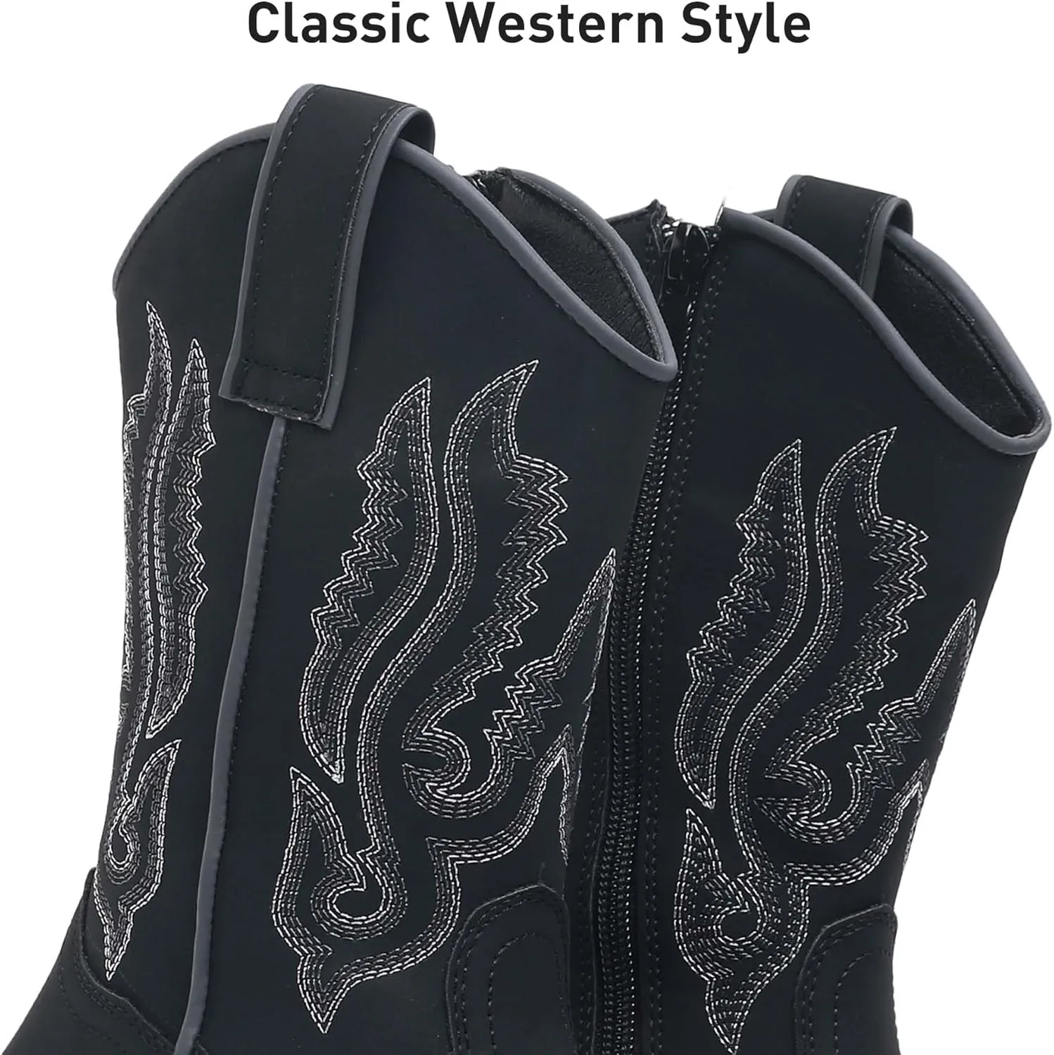 Ahannie Kids Cowboy Boots Boys Girls Square Toe Mid-Calf Cowgirl Western Boots with Side Zipper (Toddler/Little Kid/Big Kid)