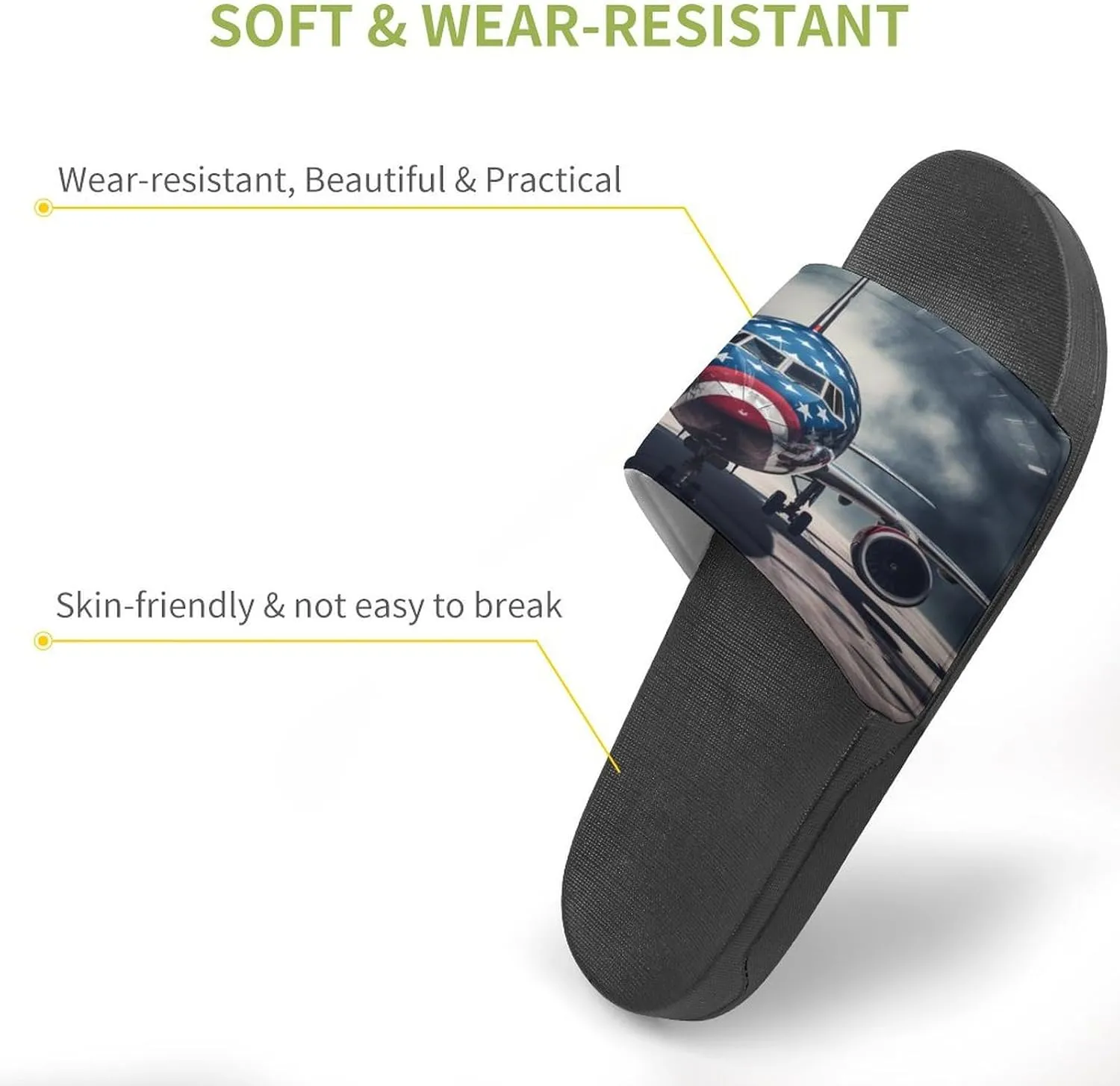 Aircraft Jets Home Slipper PVC Open Toe Shower Shoes Non-Slip Bathroom Sandals Pool Sandals for Men Women