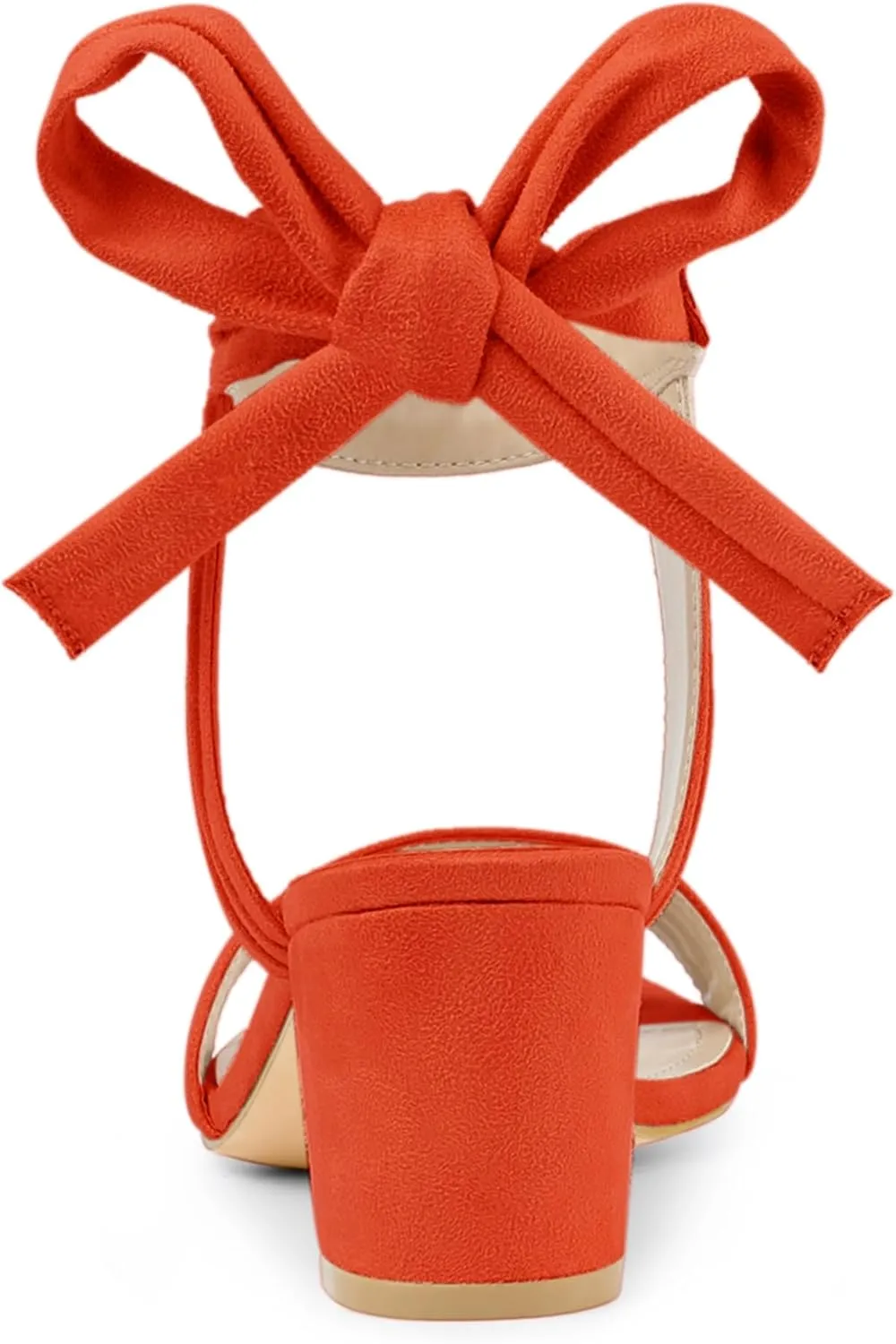 Allegra K Women's Open Toe Ankle Tie Back Block Heels Sandals