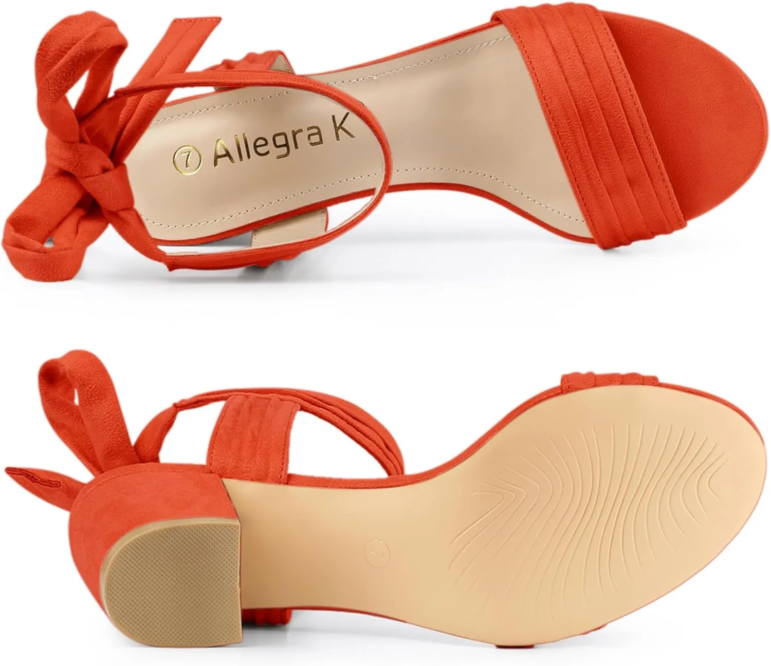 Allegra K Women's Open Toe Ankle Tie Back Block Heels Sandals
