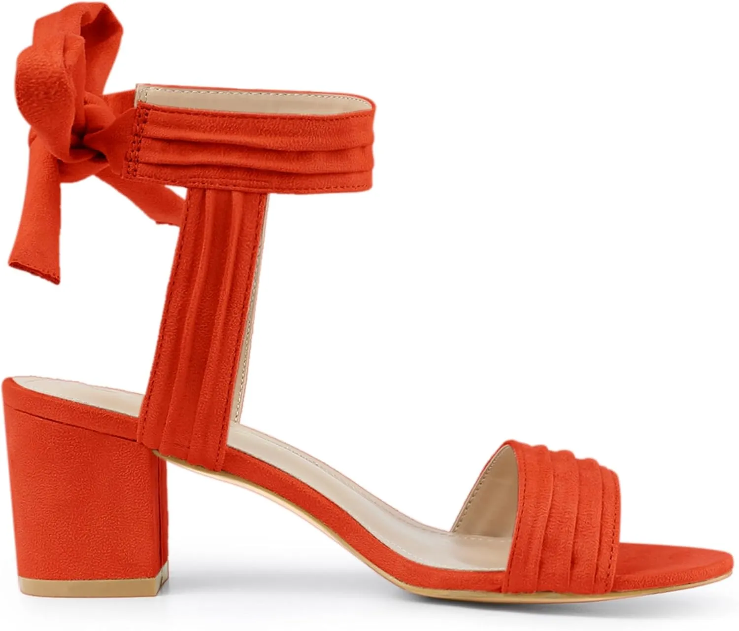 Allegra K Women's Open Toe Ankle Tie Back Block Heels Sandals