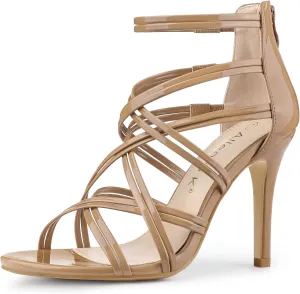 Allegra K Women's Open Toe Strappy Stiletto Heel Lace Up Sandals