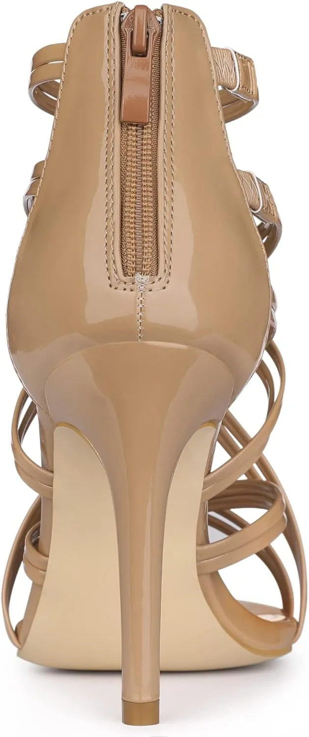 Allegra K Women's Open Toe Strappy Stiletto Heel Lace Up Sandals