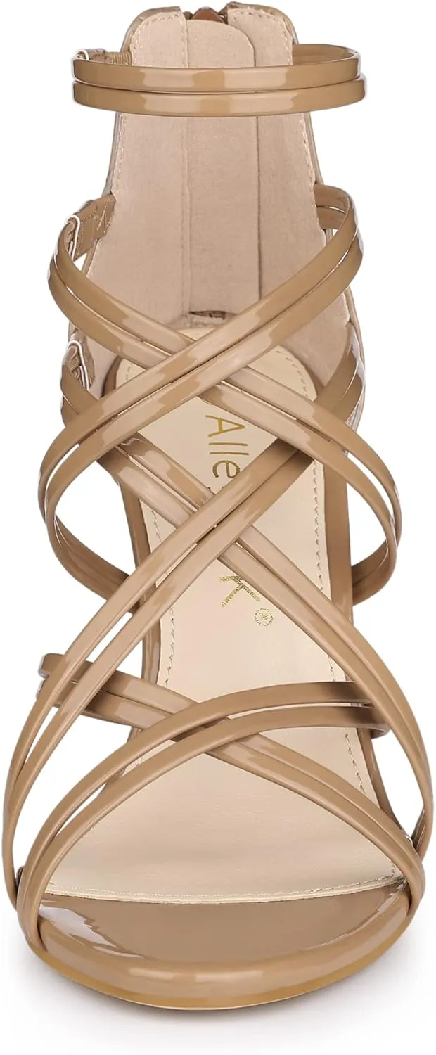Allegra K Women's Open Toe Strappy Stiletto Heel Lace Up Sandals