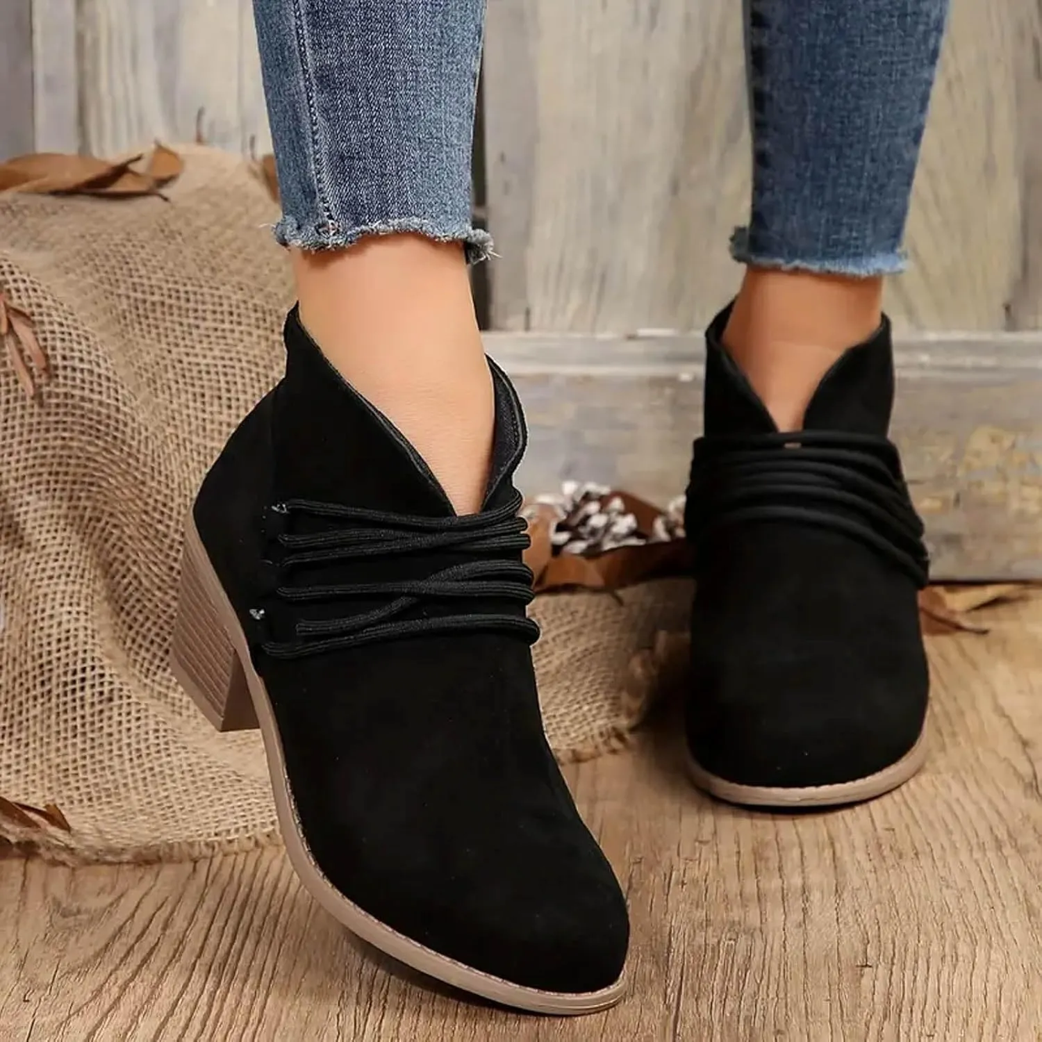 AMDBEL Fall Boots for Women 2024 Ankle Booties Fashion Low Heel Side Zipper Pointd Toe Suede Fall Winter Short Boots Shoes