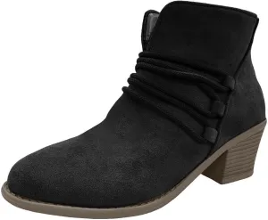AMDBEL Fall Boots for Women 2024 Ankle Booties Fashion Low Heel Side Zipper Pointd Toe Suede Fall Winter Short Boots Shoes