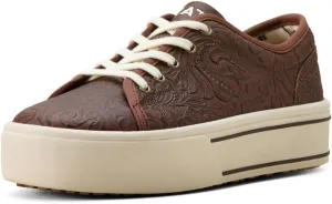 ARIAT Womens Skylar Floral Embossed Lace Up Sneakers Shoes Casual - Brown
