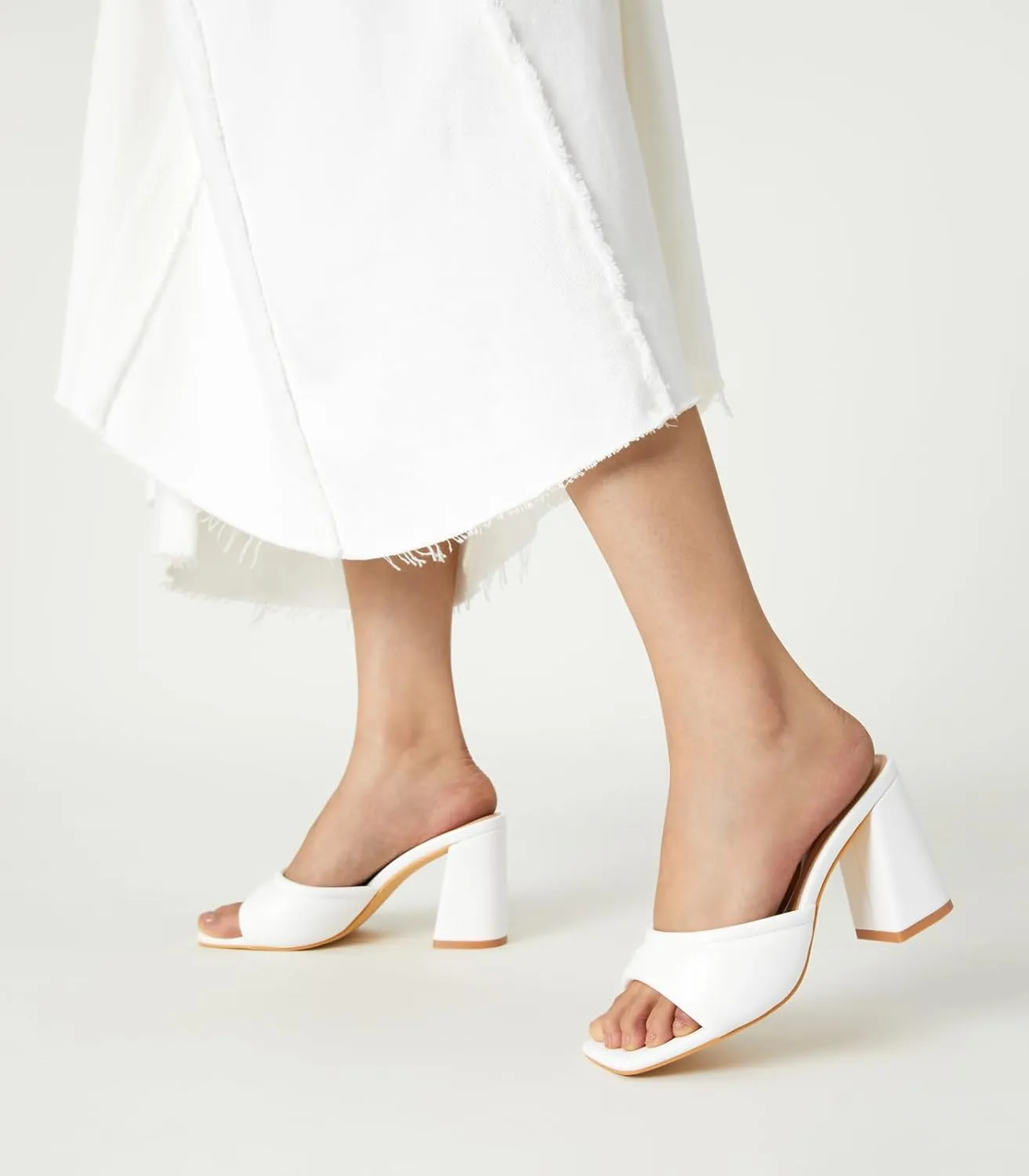 Arromic Women's Square Open Toe Heels Sandals Comfortable Block Chunky Heeled Sandals Slip on Heels Summer Evening Party Wedding Prom Dress Pumps Shoes