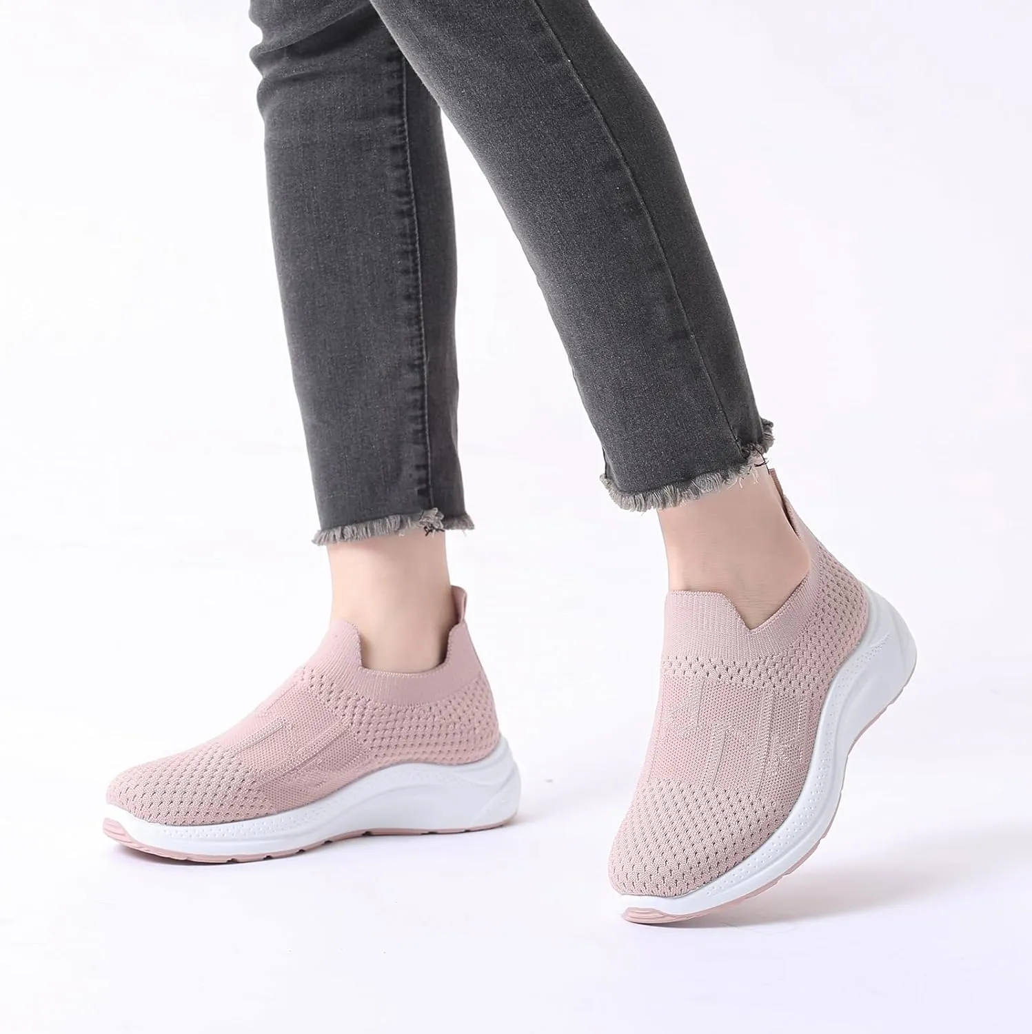 Bernal Sneakers for Women Walking Running Shoes Flying Woven Mesh Upper Casual Non Slip Lace Up Lightweight Tennis Shoes