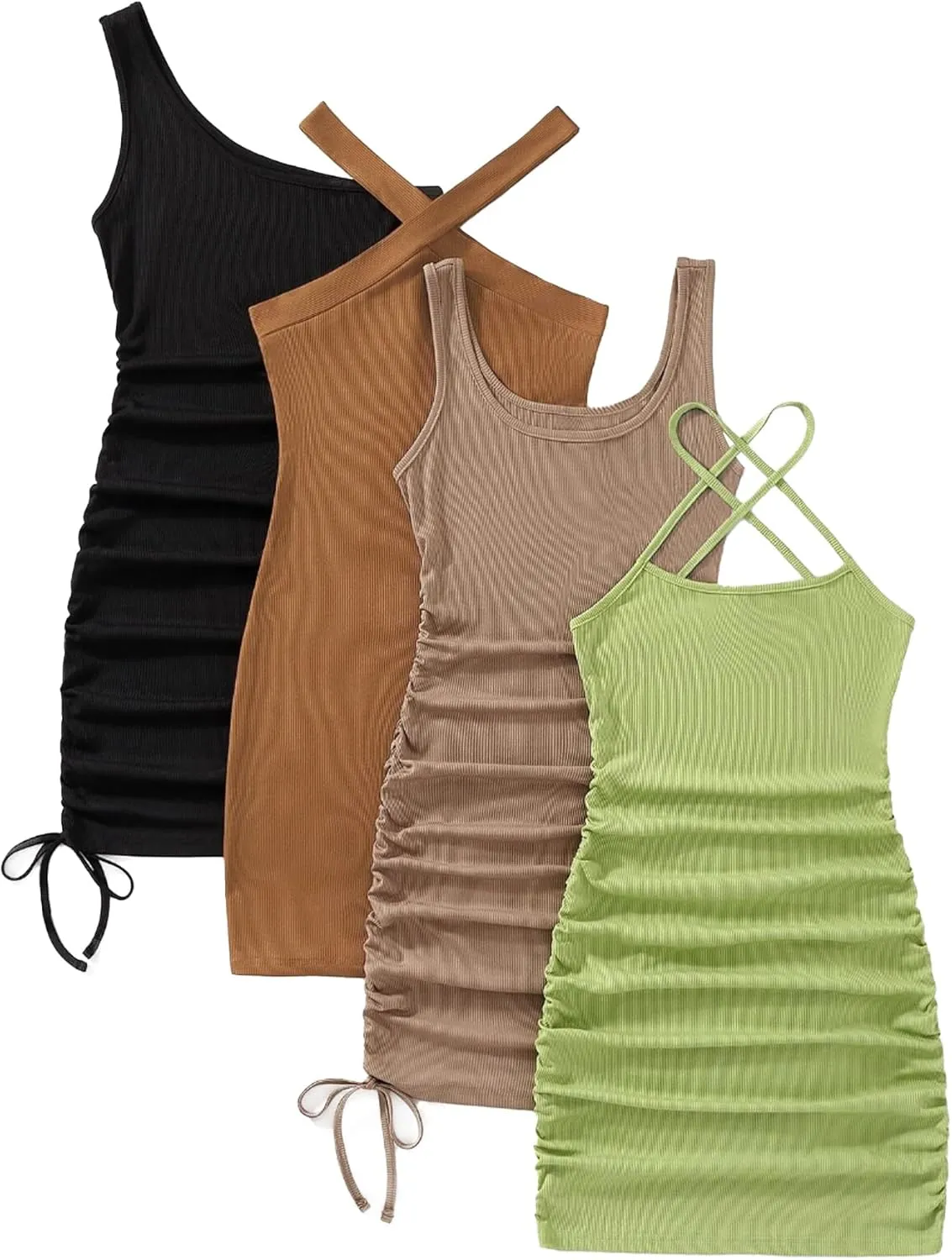 Breezy Lane 4 Pieces Short Dress for Women Sexy Club Bodycon Mini Party Dresses
