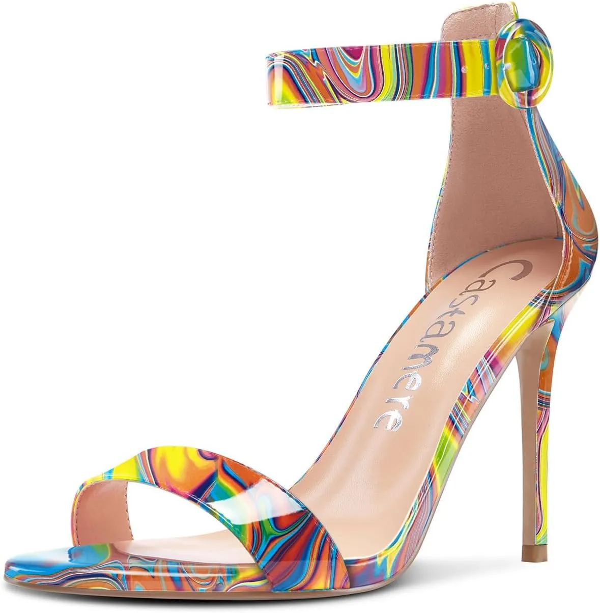 Castamere Womens High Heels Sandals Buckle Ankle Strap Open Toe Basic 10CM Stilettos Sandal