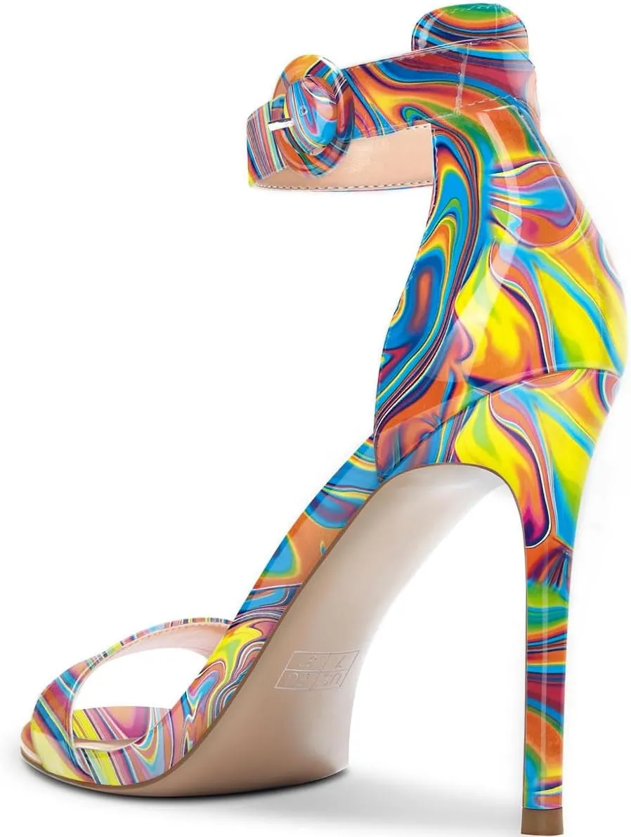 Castamere Womens High Heels Sandals Buckle Ankle Strap Open Toe Basic 10CM Stilettos Sandal