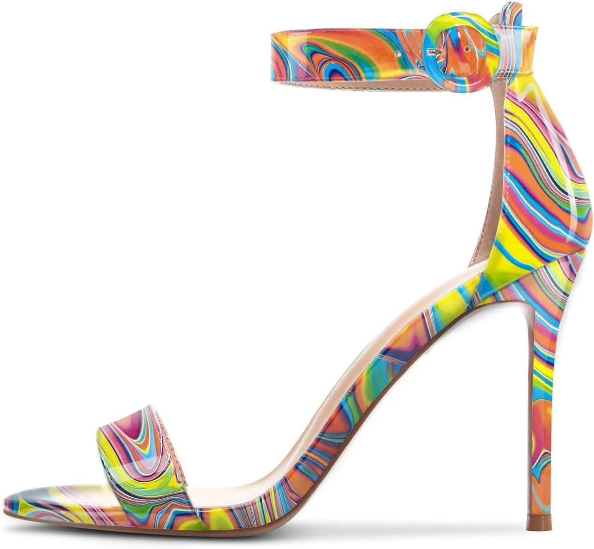 Castamere Womens High Heels Sandals Buckle Ankle Strap Open Toe Basic 10CM Stilettos Sandal