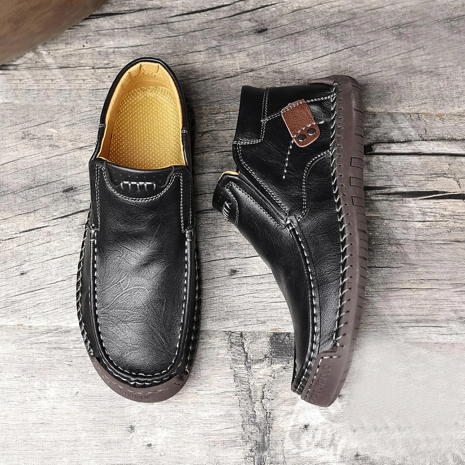 Coramtty Mens Business High-top Loafers Casual Slip on Shoes Lightweight Dress Refreshing Boots Classic Walking Driving Travel Outdoor