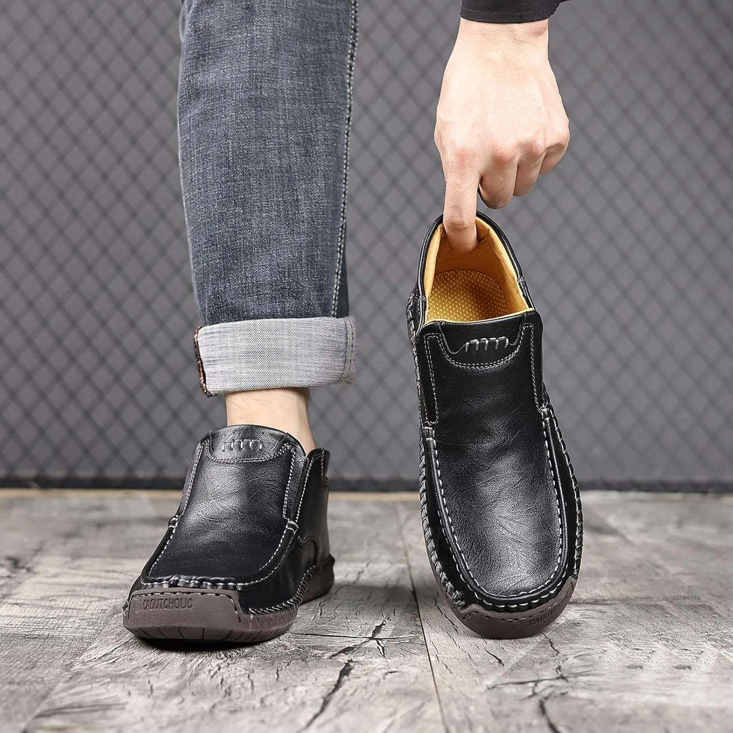 Coramtty Mens Business High-top Loafers Casual Slip on Shoes Lightweight Dress Refreshing Boots Classic Walking Driving Travel Outdoor