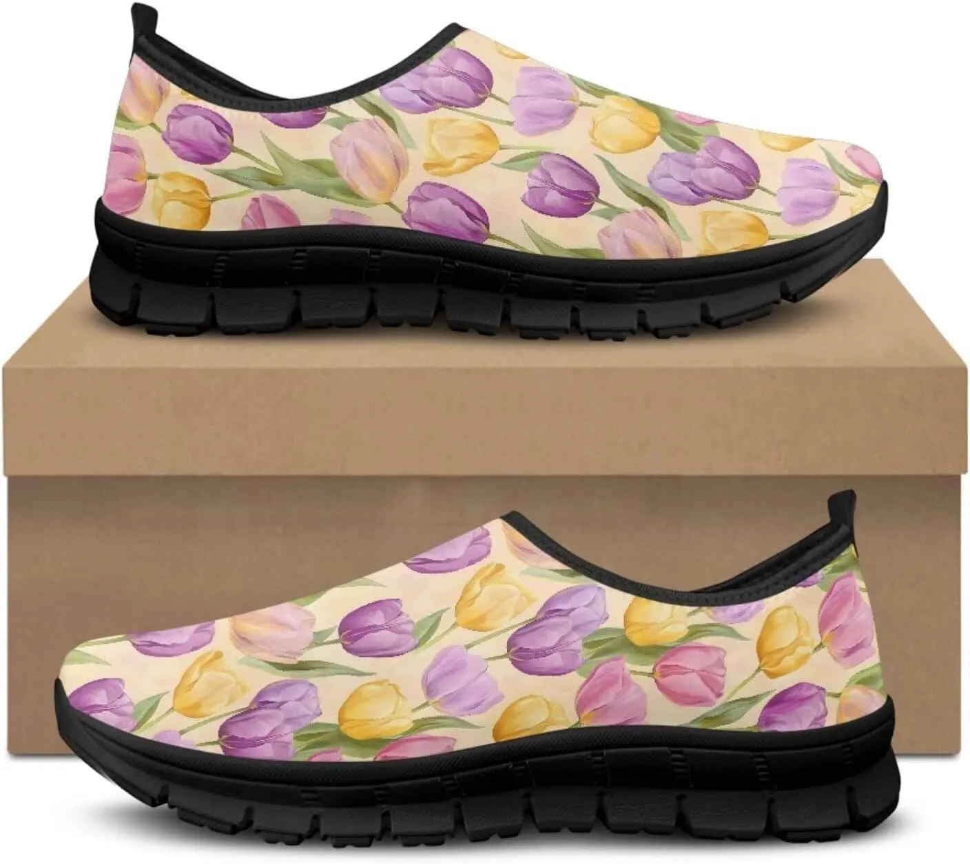 Creative Plants Print Loafers for Women Lightweight Slip On Shoes Low Tops Casual Sneakers for Daily Wear Breathable Walking & Traveling