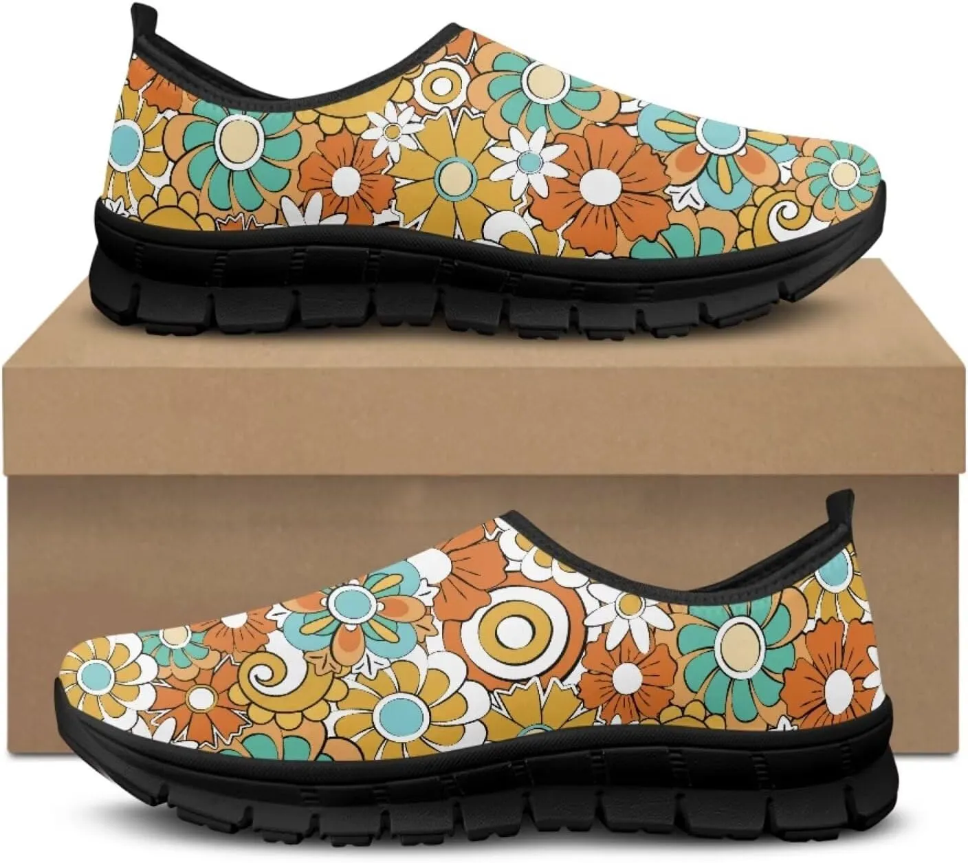 Creative Plants Print Loafers for Women Lightweight Slip On Shoes Low Tops Casual Sneakers for Daily Wear Breathable Walking & Traveling