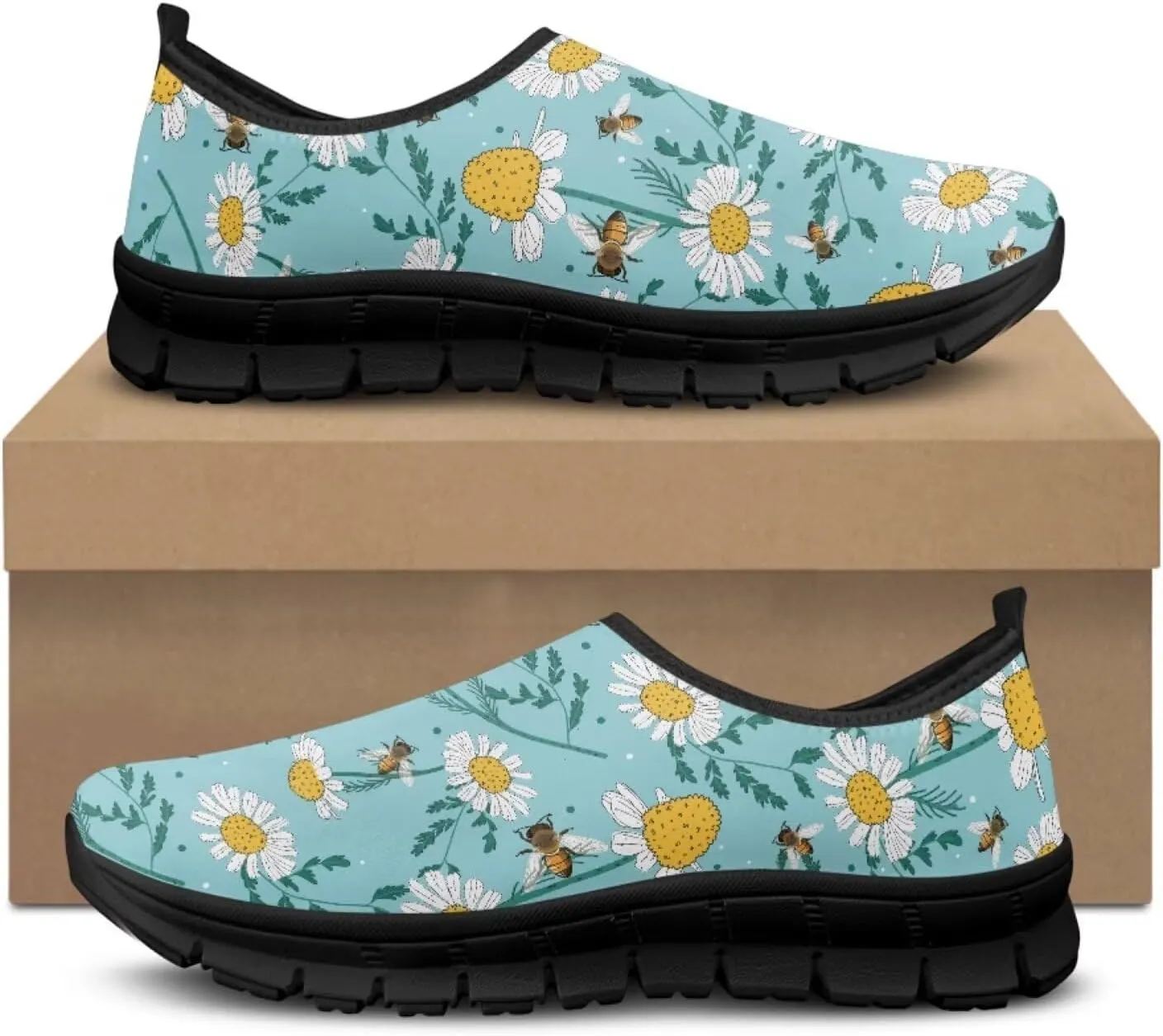 Creative Plants Print Loafers for Women Lightweight Slip On Shoes Low Tops Casual Sneakers for Daily Wear Breathable Walking & Traveling