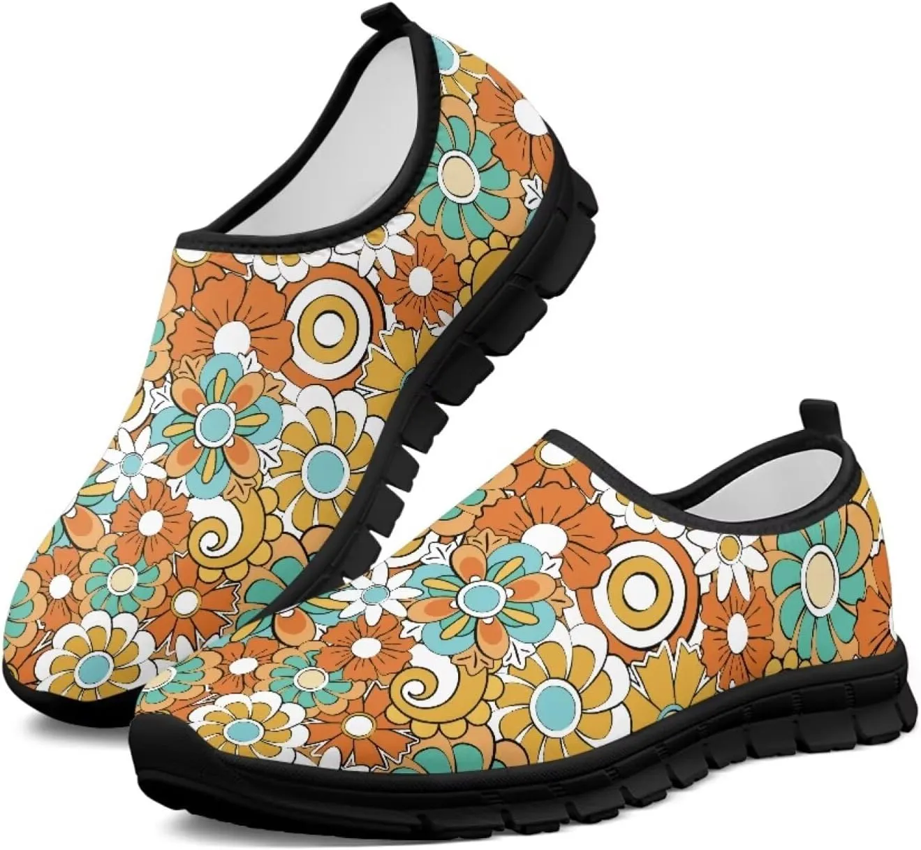 Creative Plants Print Loafers for Women Lightweight Slip On Shoes Low Tops Casual Sneakers for Daily Wear Breathable Walking & Traveling