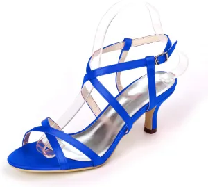 Cross Strappy Open Toe Dressy Sandals Ankle Strap Low Heel Bridal Wedding Bridesmaid Evening Party Prom Heeled Shoes for Women