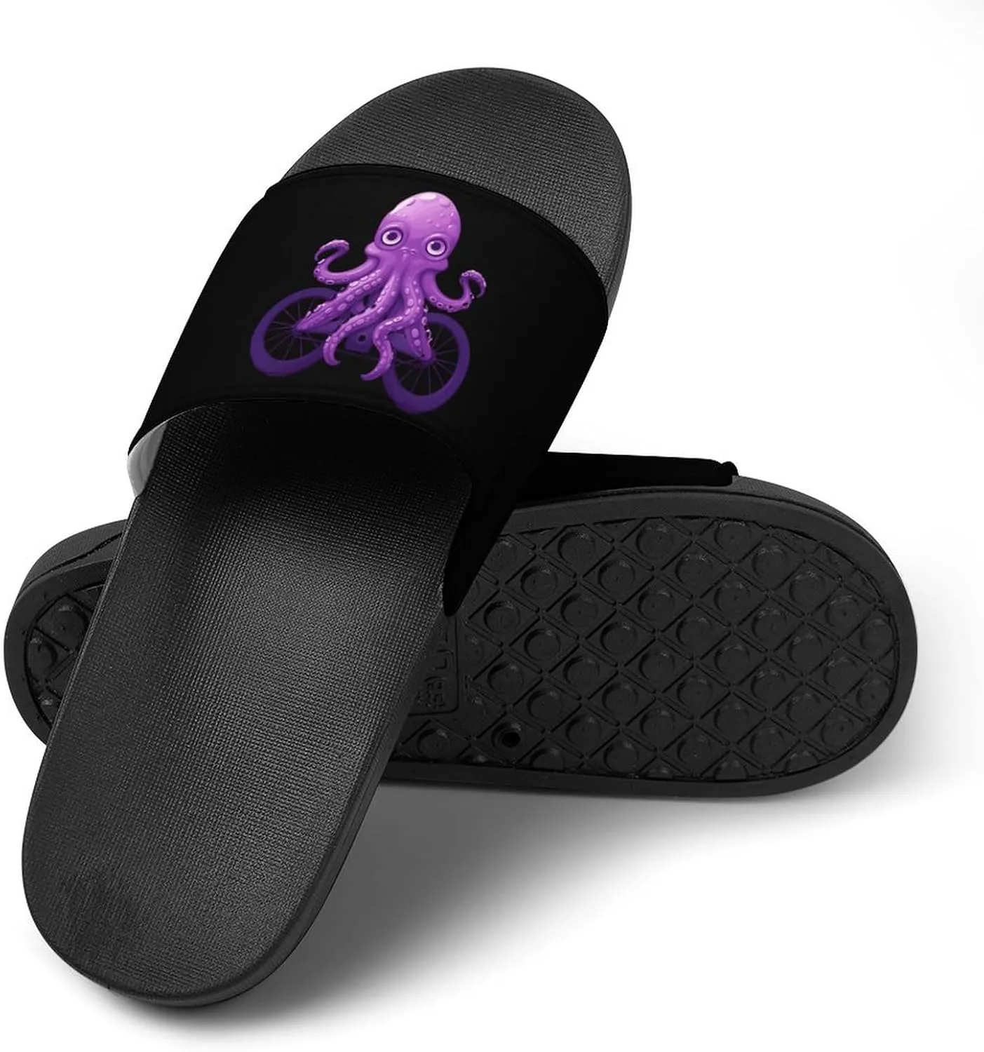 Cute Octopus Bicycles Home Slipper PVC Open Toe Shower Shoes Non-Slip Bathroom Sandals Pool Sandals for Men Women
