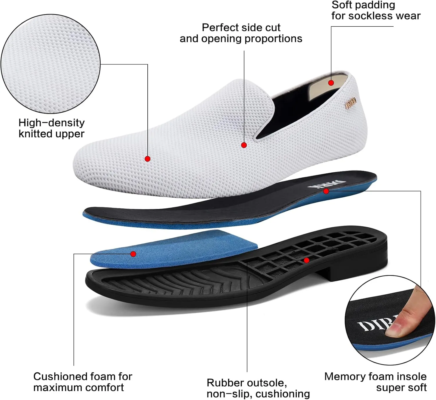 Dirk Dress Shoes for Men Tuxedo Shoes Slip-On Loafer Casual Oxford Shoes Fashion Lightweight