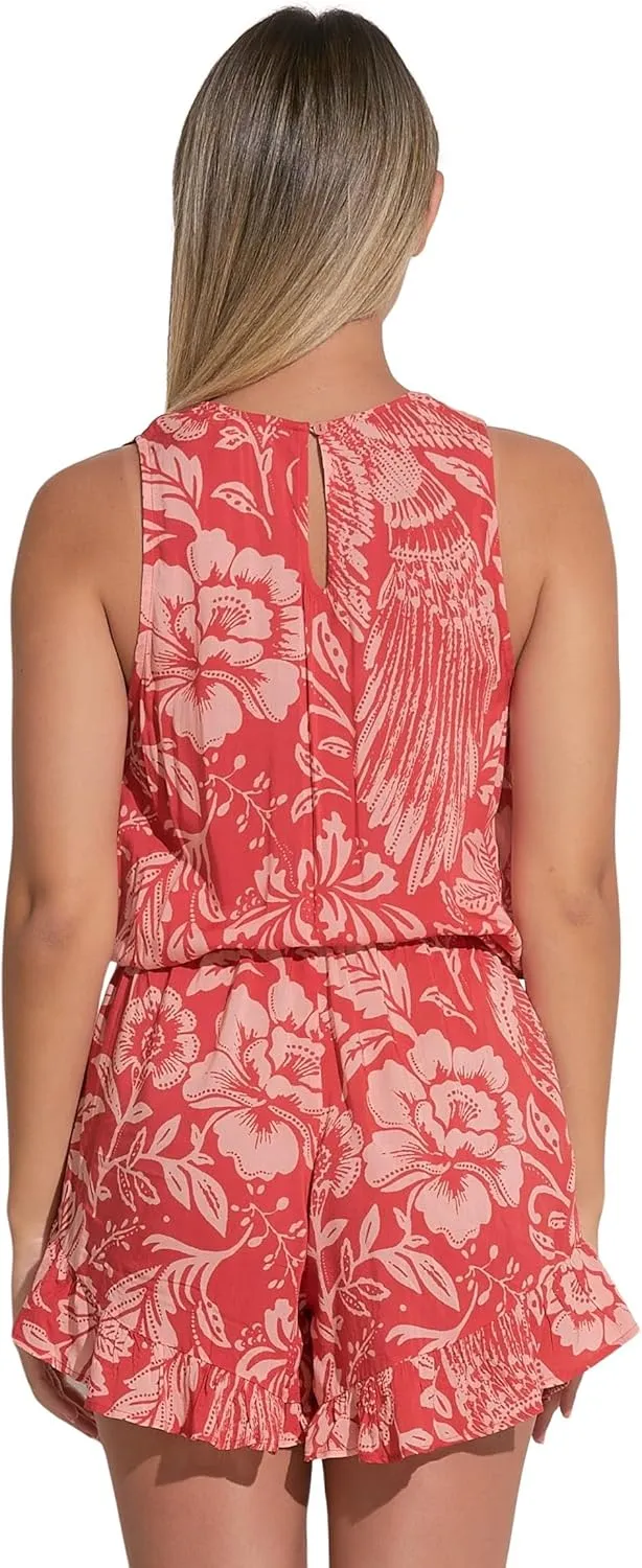 ELAN Women's V-Neck Sleeveless Romper