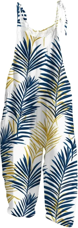 Floral Jumpsuits for Women, Boho Vacation Fashion Casual Beach Hawaii Spring Loose rompers for women