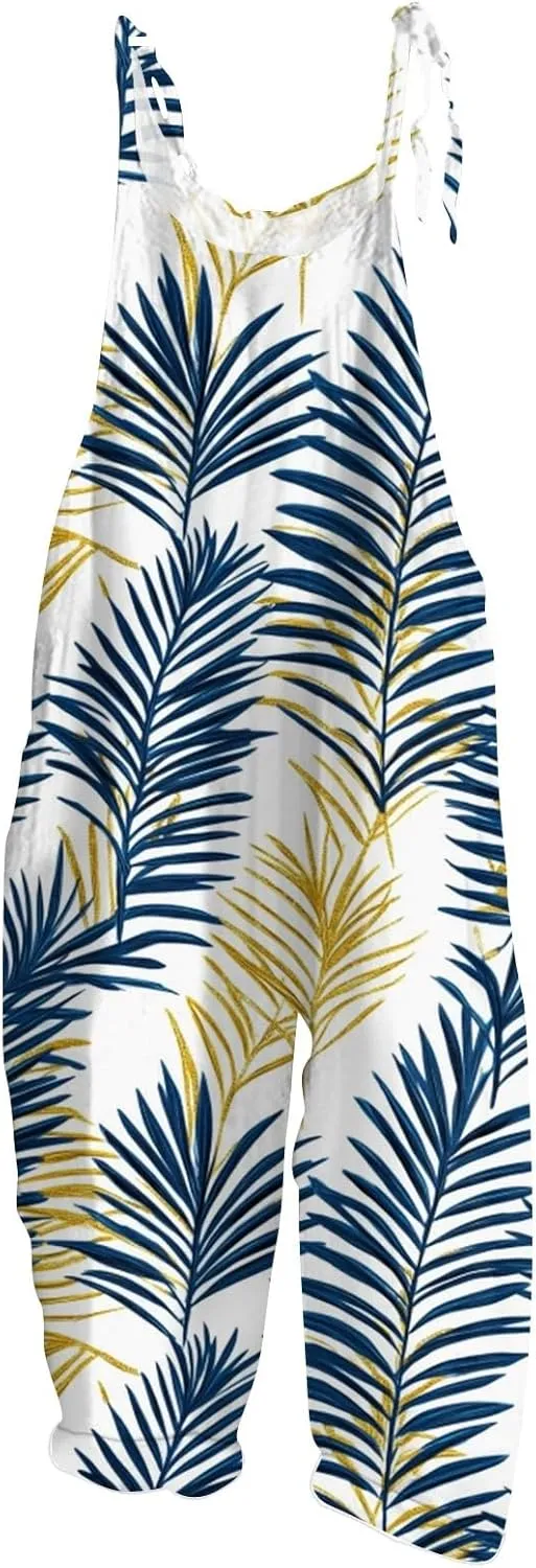 Floral Jumpsuits for Women, Boho Vacation Fashion Casual Beach Hawaii Spring Loose rompers for women