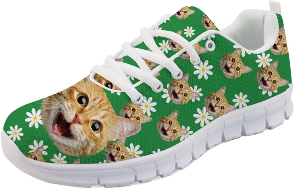Forchrinse Cute Pug Love Print Sport Gym Running Shoes Unisex Walking Shoes Lightweight Lace Up Athletic Sneakers