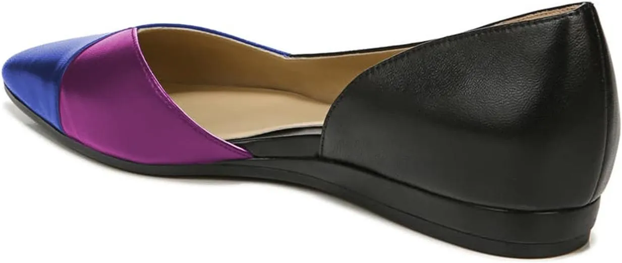 FOWT Spring Two-Toned Leather Leopard Print Patchwork Half D'Orsay Flats Chic Sexy Pointed Toe Slip on Low Heel Shoes Elegant Simple Office Black Ballet Flats for Women, US Size 4-16 M