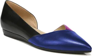 FOWT Spring Two-Toned Leather Leopard Print Patchwork Half D'Orsay Flats Chic Sexy Pointed Toe Slip on Low Heel Shoes Elegant Simple Office Black Ballet Flats for Women, US Size 4-16 M