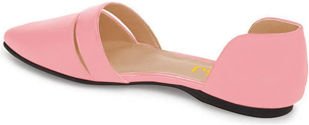 FSJ Women Cute D'Orsay Ballet Flat for Comfort Pointed Toe Low Heel Dress Casual Shoe Size 4-15 US