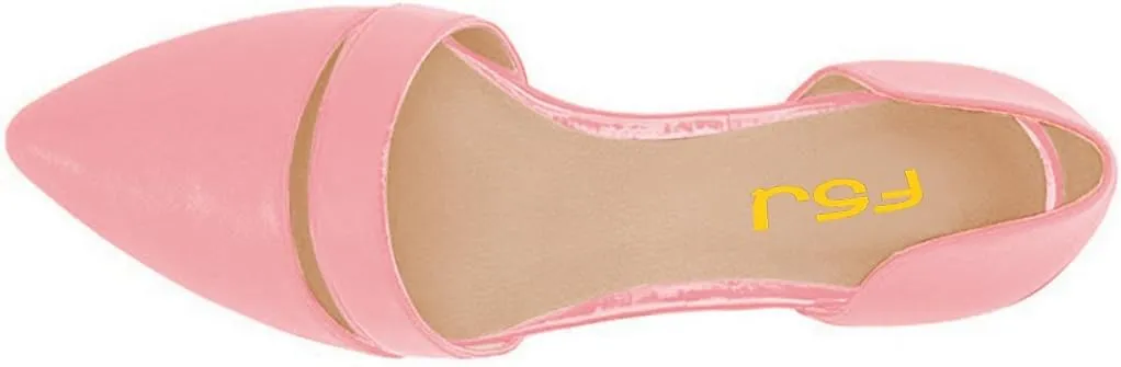 FSJ Women Cute D'Orsay Ballet Flat for Comfort Pointed Toe Low Heel Dress Casual Shoe Size 4-15 US