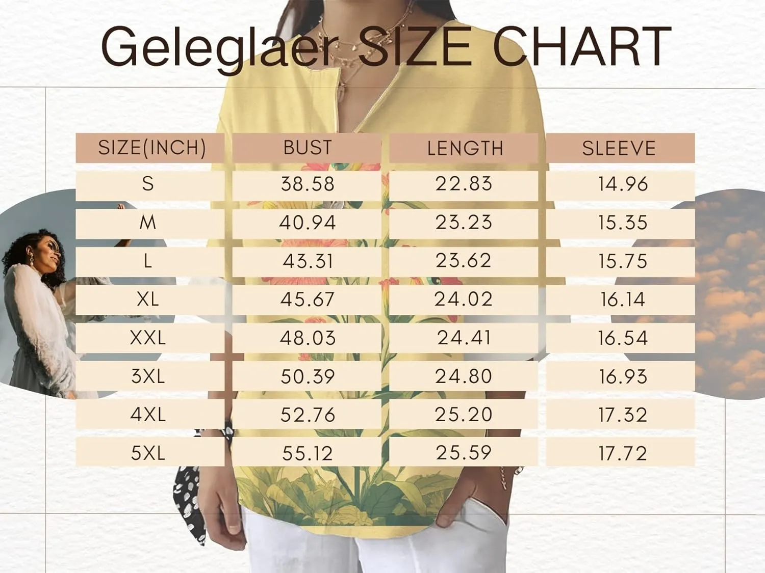 Geleglaer Womens Trendy V Neck Floral Graphic Blouses Summer Boho Style Loose Fit Shirts Casual 3/4 Roll Up Sleeve Tops