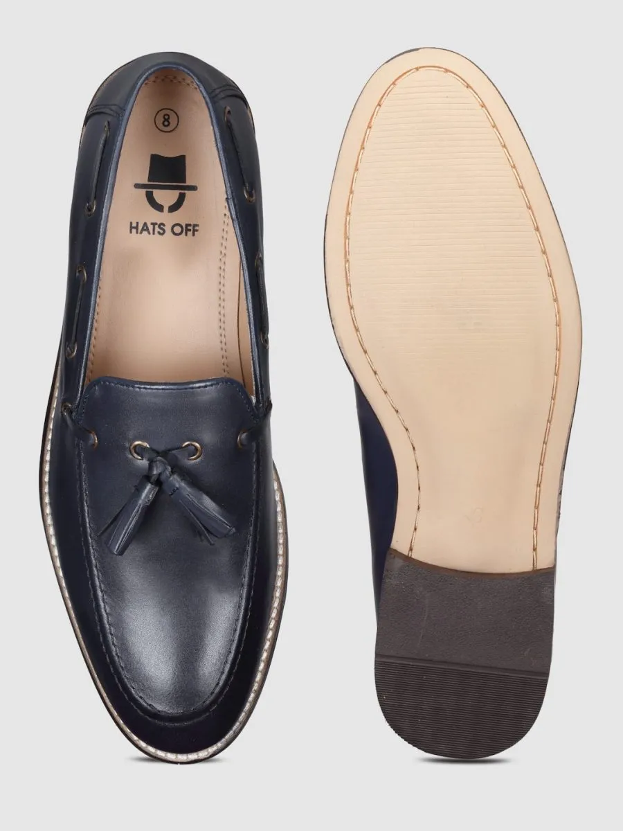 Genuine Leather Navy Tassel Loafers