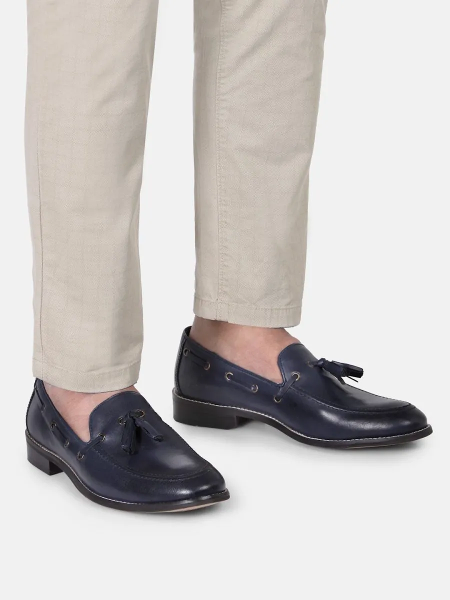 Genuine Leather Navy Tassel Loafers