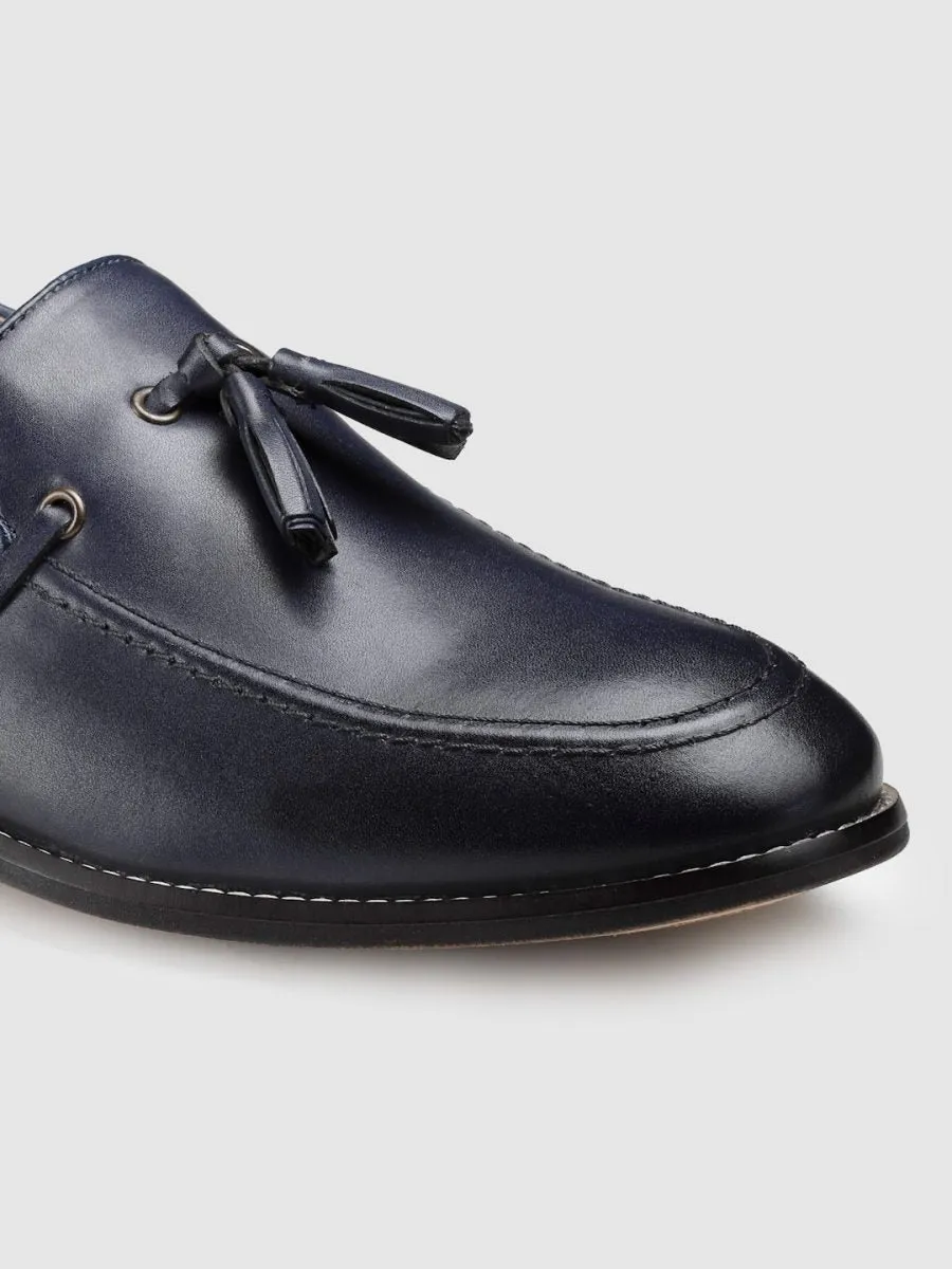 Genuine Leather Navy Tassel Loafers