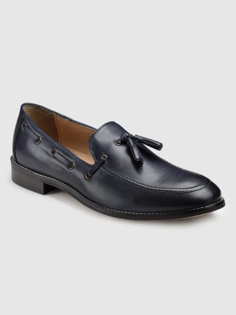 Genuine Leather Navy Tassel Loafers