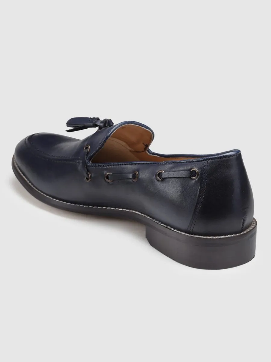 Genuine Leather Navy Tassel Loafers