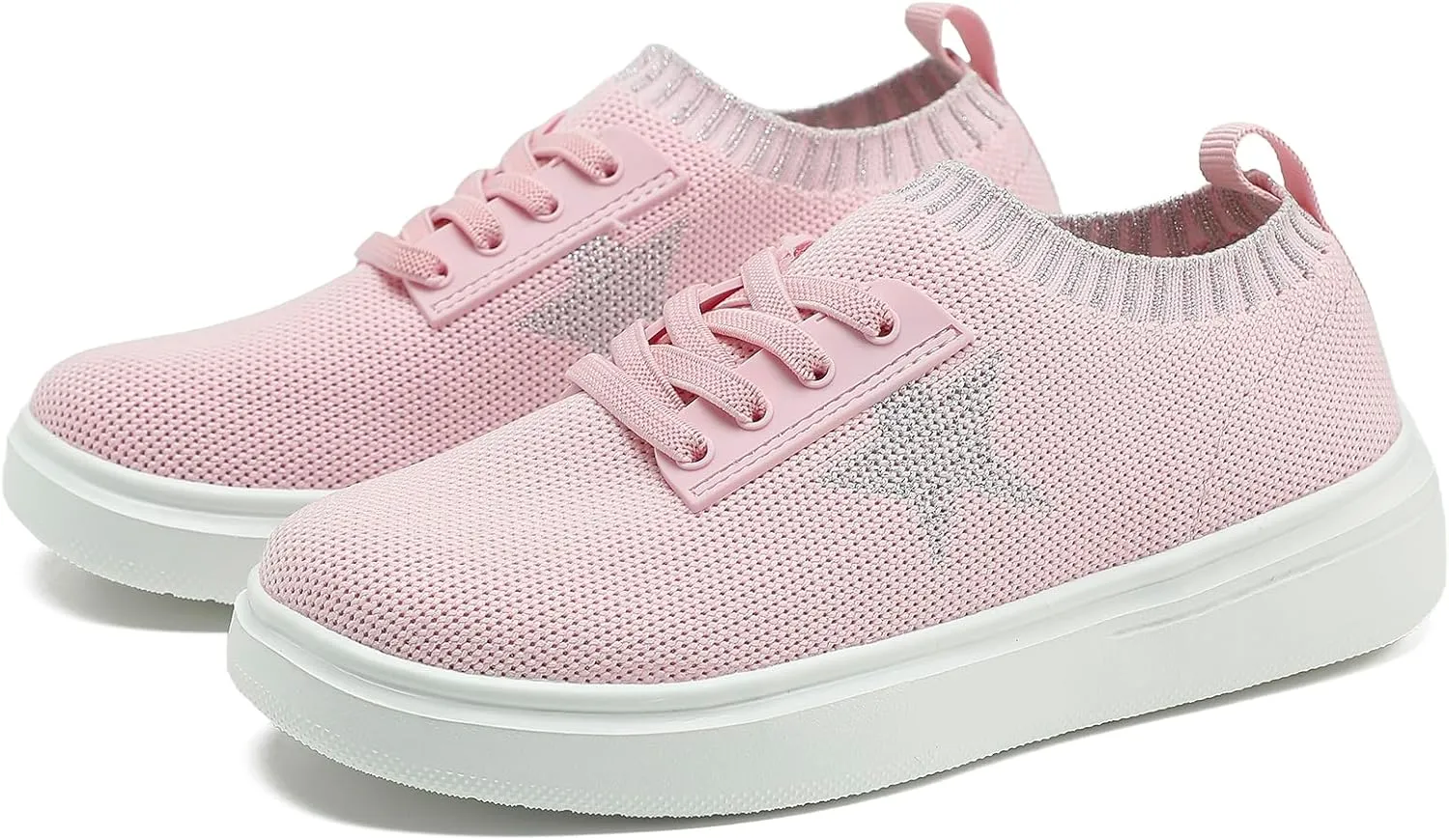 Girls White Running Shoes - Lightweight Breathable Sneakers for Kids and Toddlers - Mesh Casual Sports Tennis Shoes