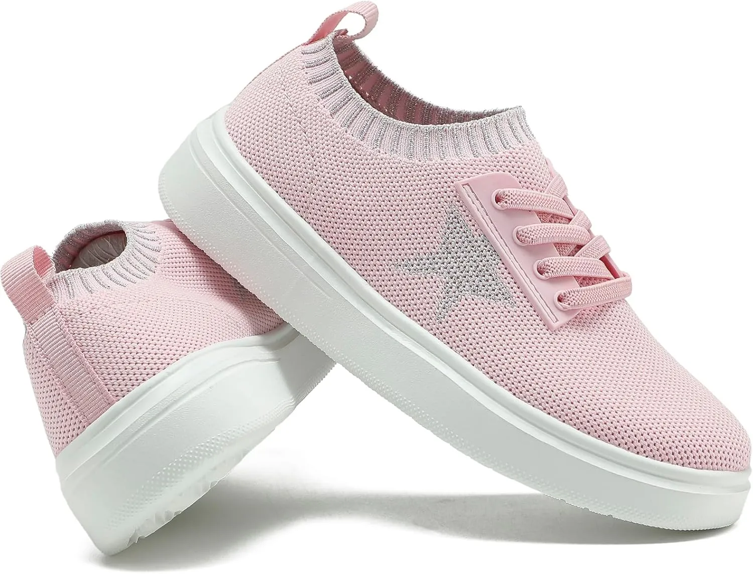 Girls White Running Shoes - Lightweight Breathable Sneakers for Kids and Toddlers - Mesh Casual Sports Tennis Shoes