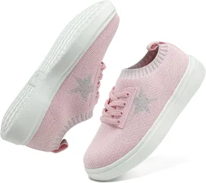 Girls White Running Shoes - Lightweight Breathable Sneakers for Kids and Toddlers - Mesh Casual Sports Tennis Shoes