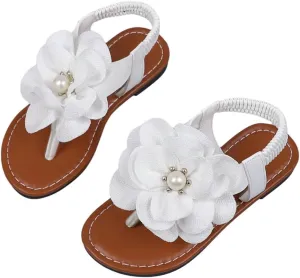 GORGLITTER Girl's Flower Sandals Strappy Cute Open Toe Dress Sandals