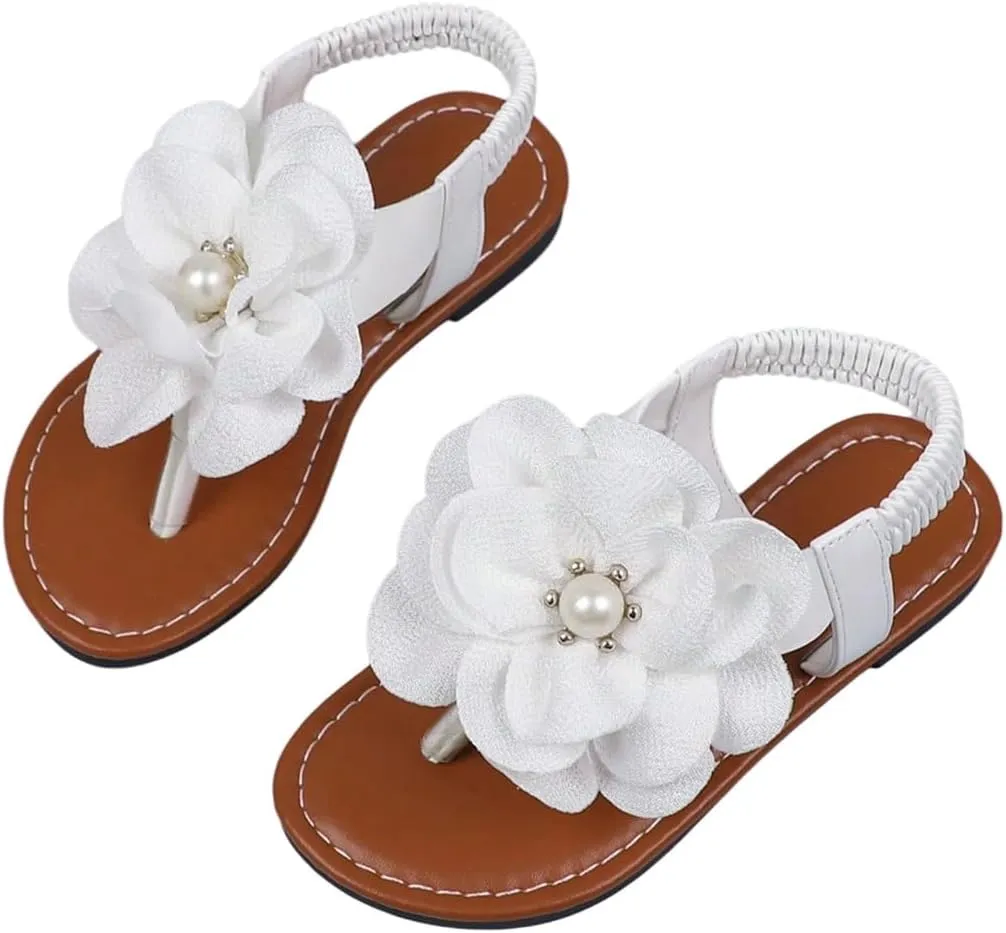 GORGLITTER Girl's Flower Sandals Strappy Cute Open Toe Dress Sandals