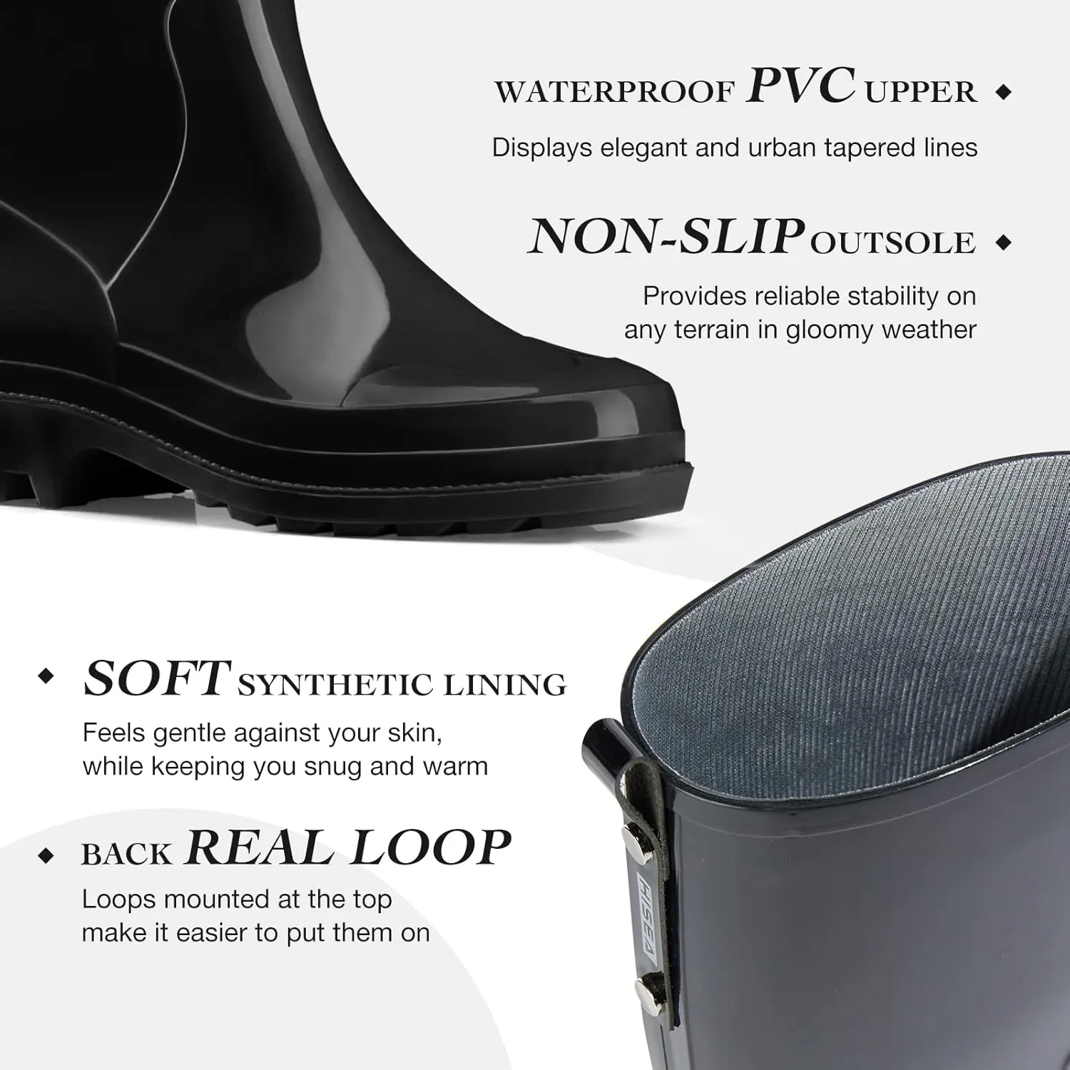 HISEA Rain Boots for Women Waterproof Garden Boots, Knee High Rain Shoes, Non Slip Seamless Welly