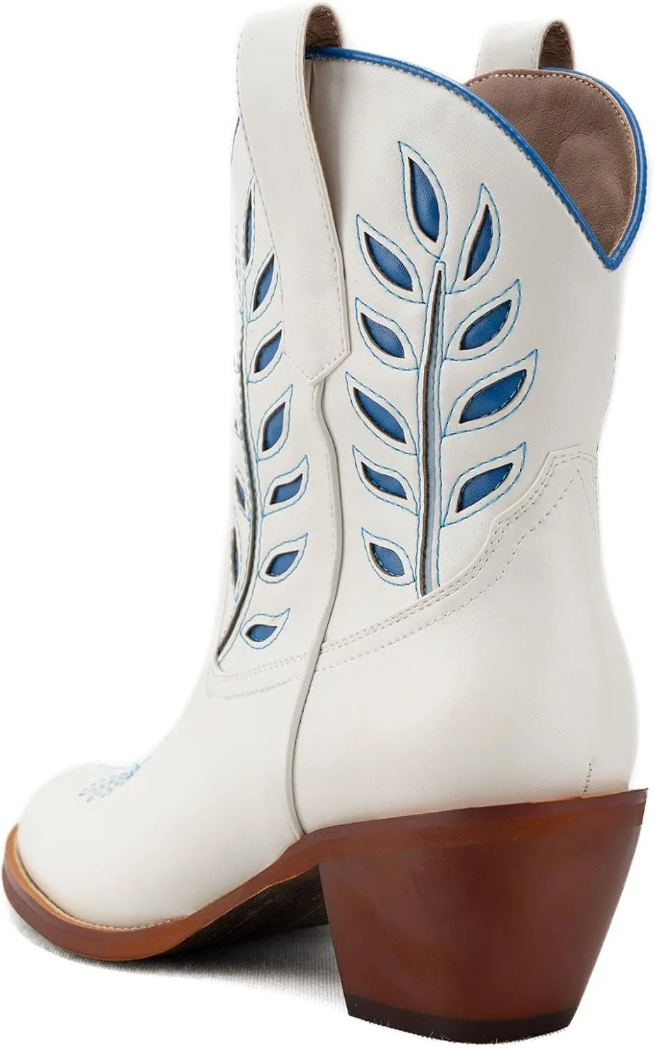 Huntarry Heart Boots for Women Red Cowboy Boots Embroidered Inlay Heart Knee High Round Toe Boots Chunky Heel Cowgirl Boots Valentines Day Boots