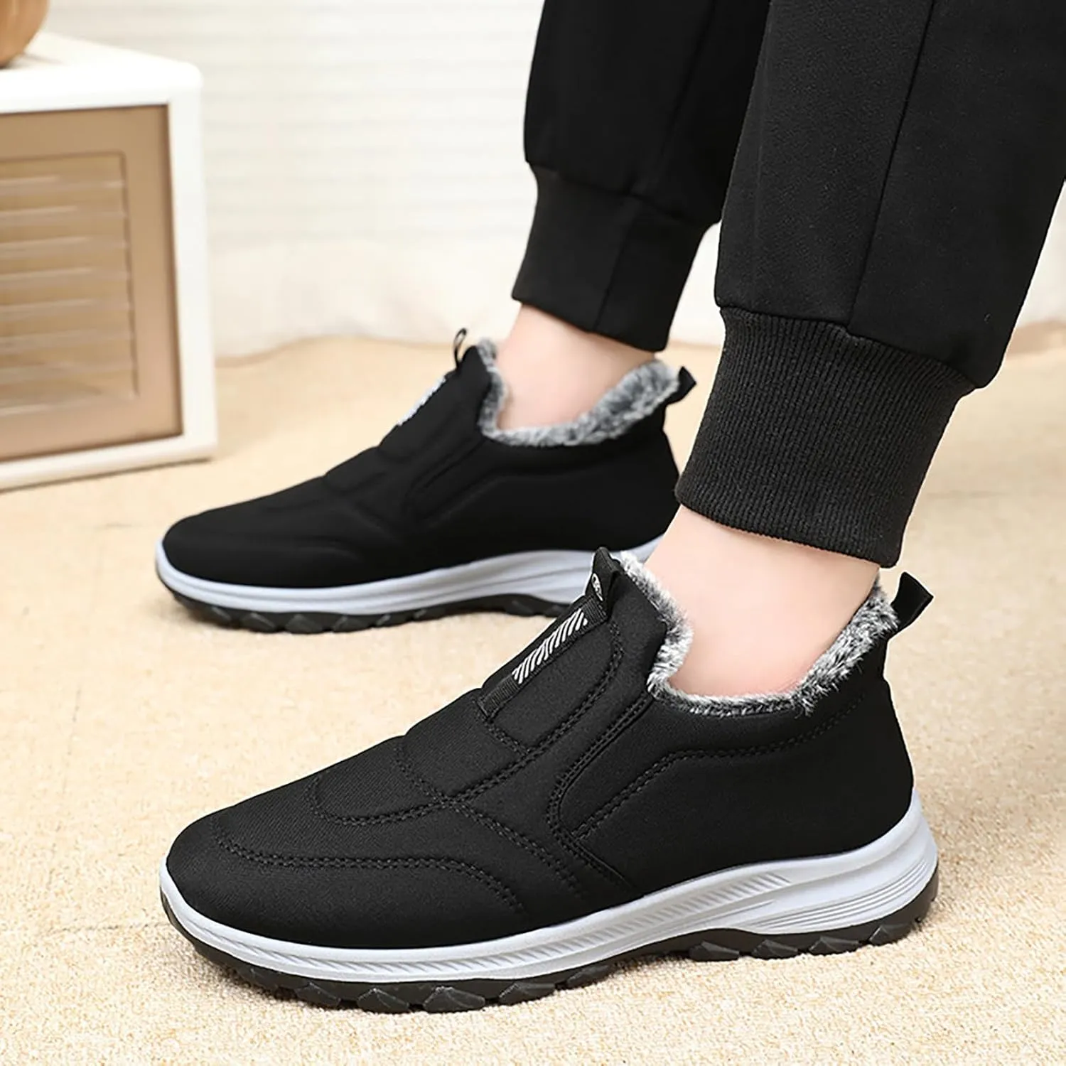 HYL Winter Snow Boots Womens Mens Warm Fur Lined Anti-Slip Ankle Booties Walking Shoes Non-Slip Sneakers Outdoor Trekking Shoes